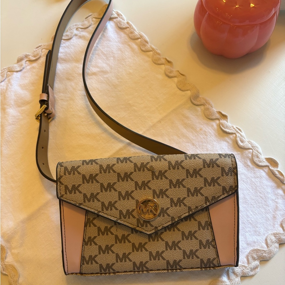 Michael Kors Beige and Pink Crossbody Bag